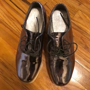 Women’s size 10 mirrored silver, white platform shoes